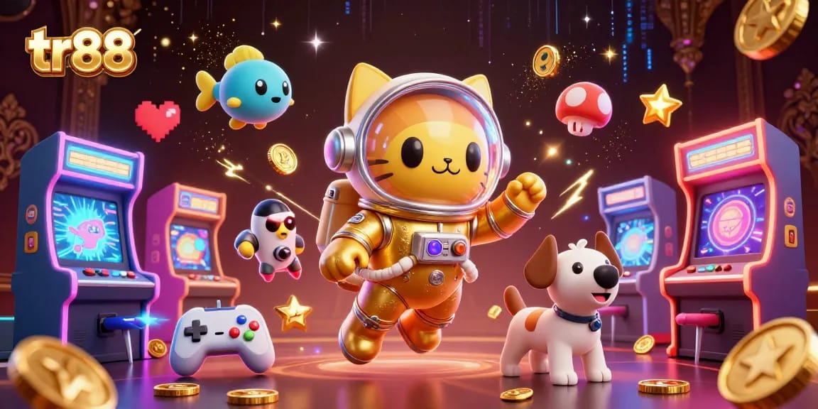 Experience thrilling gameplay at tr88 with vibrant slots and 3D characters in an exciting casino scene.