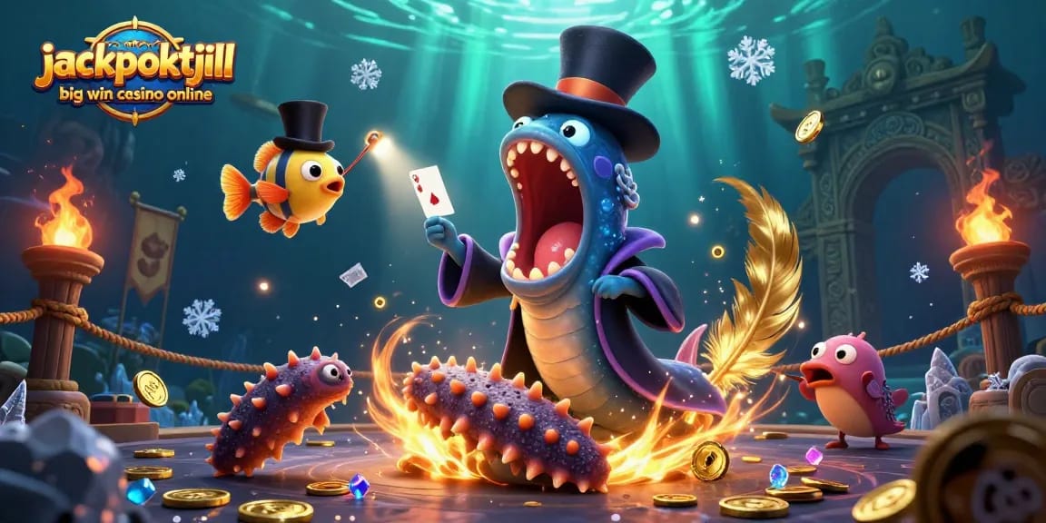 Experience the thrill at jackpotjill big win casino online with dynamic 3D illustration of magical sea creatures.