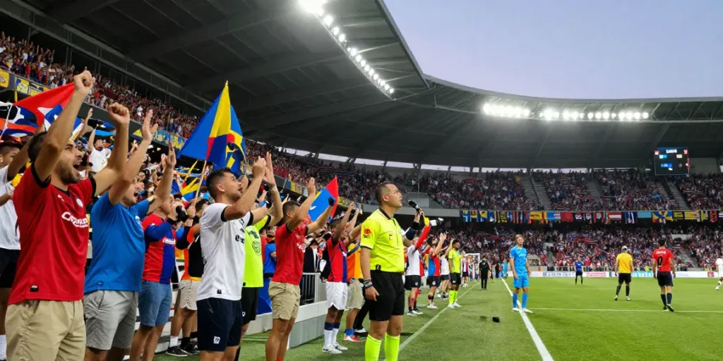 Exciting soccer match at a stadium showcasing fans and players in action, highlighting bóng đá gavangtv experience.