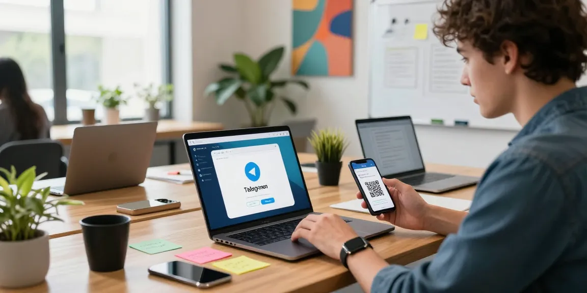 Engaging with Telegram Web Version in a modern workspace, showcasing digital communication tools and creativity.