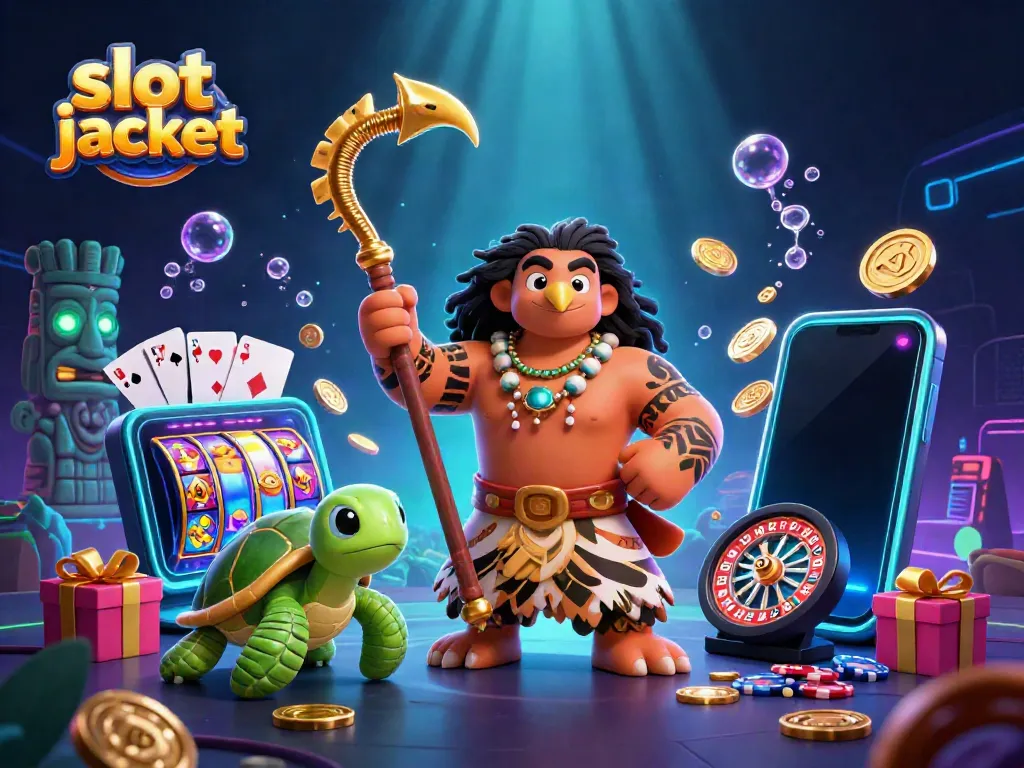 Experience the thrill of winning with slot jackpot in this vibrant casino-themed illustration featuring dynamic game elements.