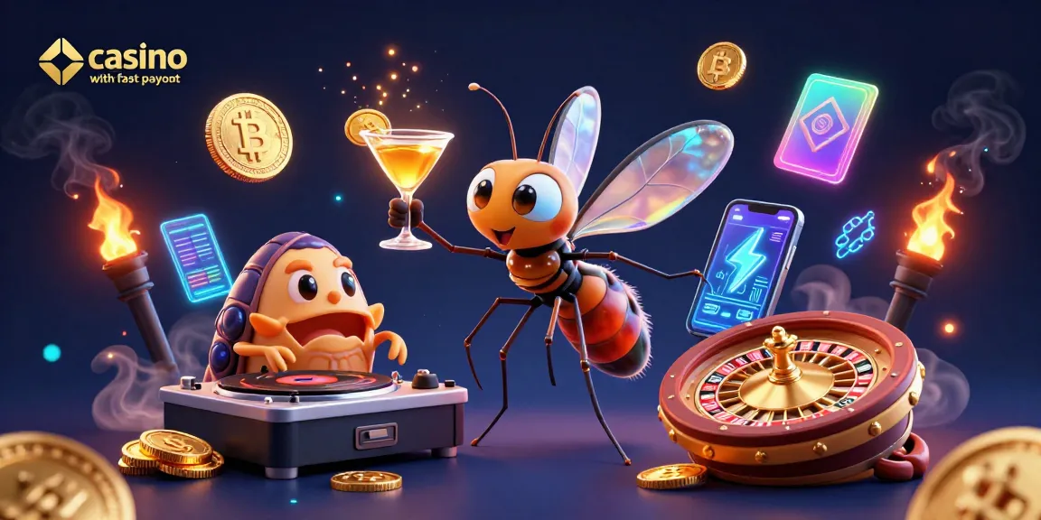Experience the excitement at a casino with fast payout featuring a unique 3D scene of a mosquito mascot!