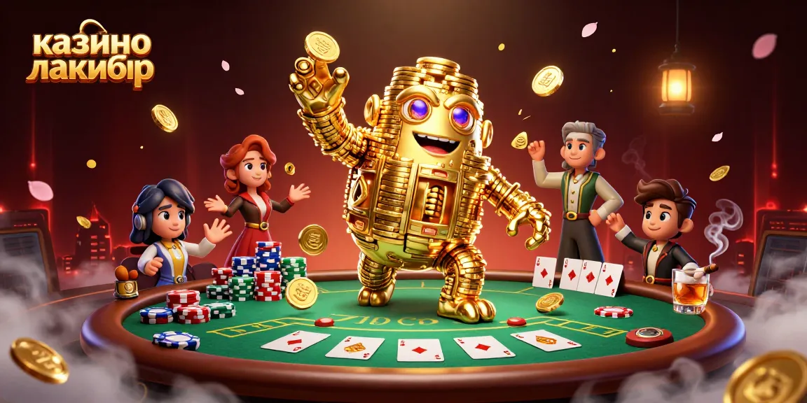 Play at казино лакибир with vibrant poker action featuring golden golem and chips in a 3D illustration