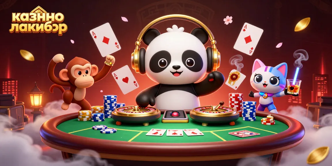 Experience the thrill of казино лакибир with animated characters in a vibrant casino scene.