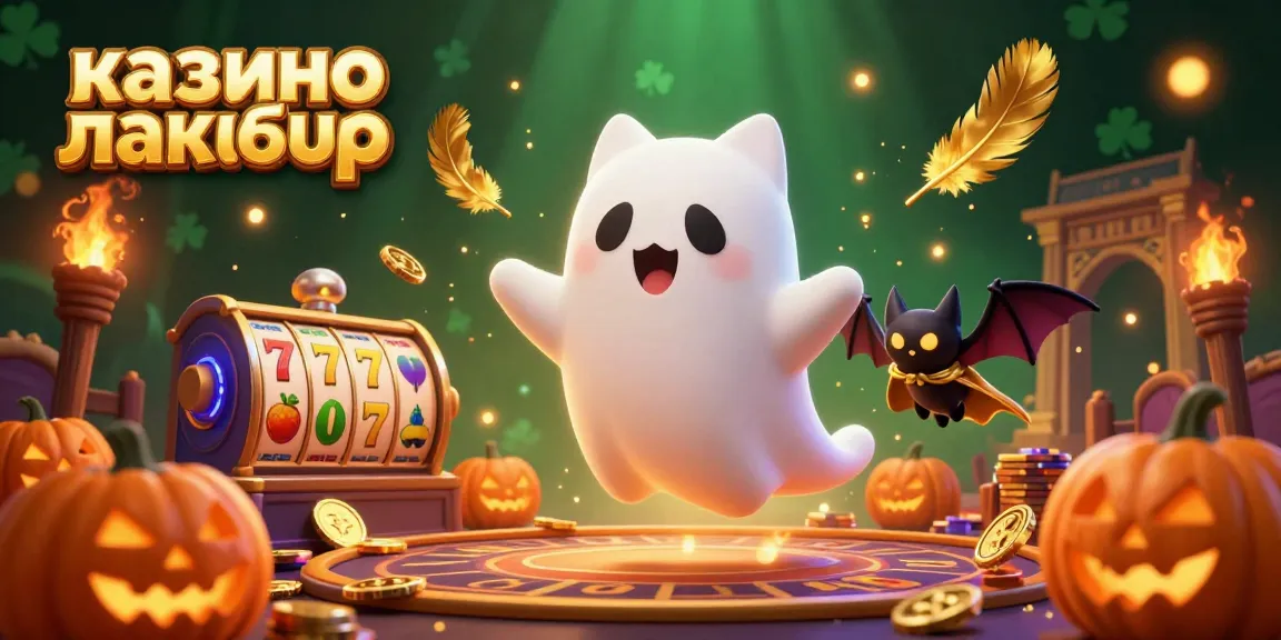 Engage with thrilling 3D visuals at казино лакибир featuring a ghost cat and bat in a dynamic casino.