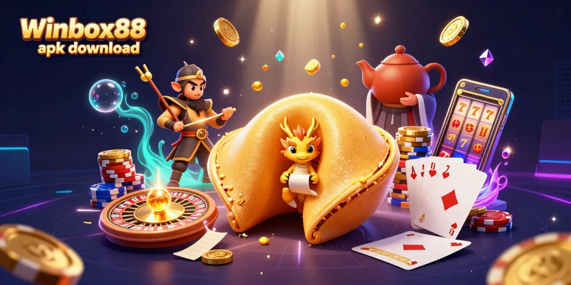 Winbox88 apk download showcases an enchanting 3D gaming scene filled with dynamic casino elements and characters.