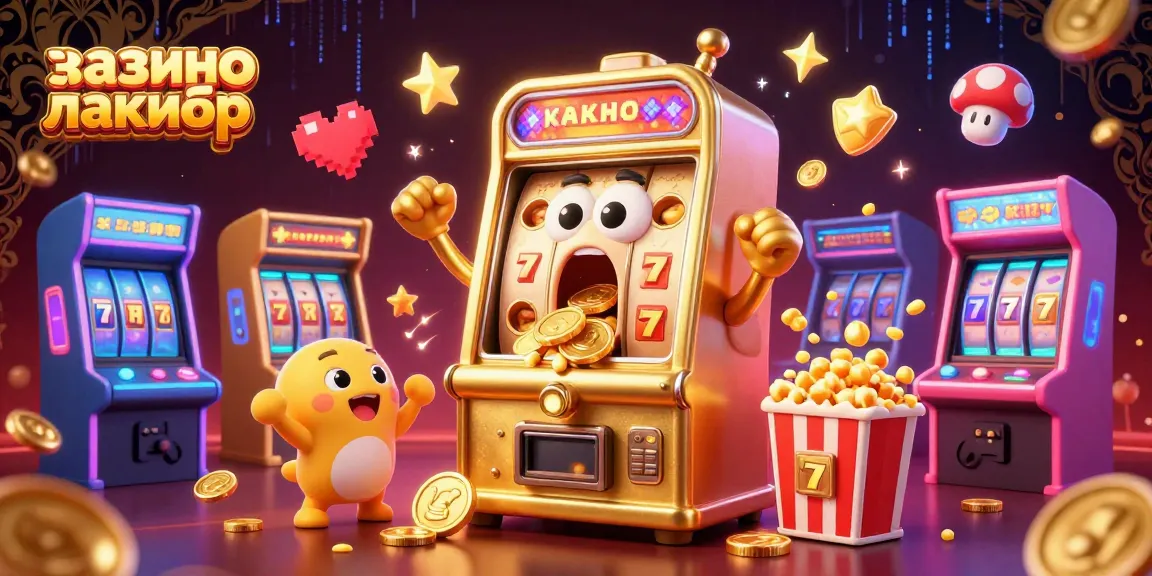 Experience thrilling wins at казино лакибир with a dynamic scene of joyful slot machines and golden coins.